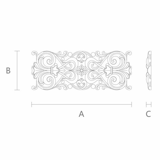 Rectangular hardwood antique style floral applique