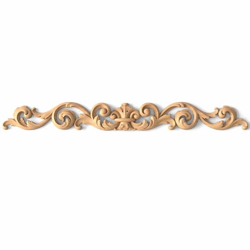 Ornamental hardwood center onlay for fireplace surround