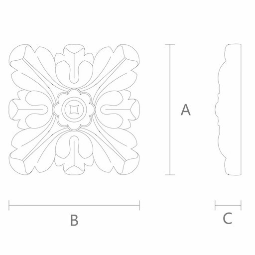 SQUARE MEDALLION FOR CABINETS WITH ACANTHUS FLOWER