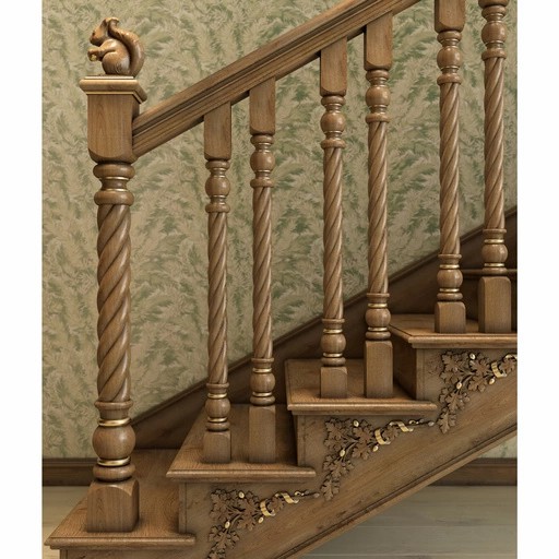 CLASSIC TWISTED STAIRCASE POST FROM SOLID WOOD