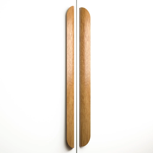 LONG HALF OVAL WOOD CABINET KNOBS FROM OAK. (SET OF 4 PC.)