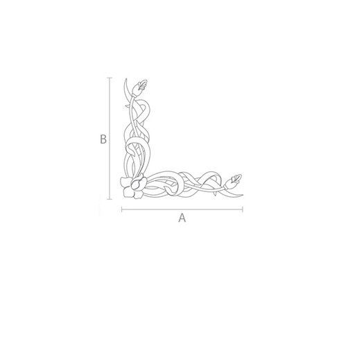 Architectural corner applique with Irises from oak