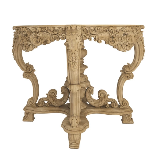 LUXURY ROUND SOLID WOOD ROCOCO COFFEE TABLE