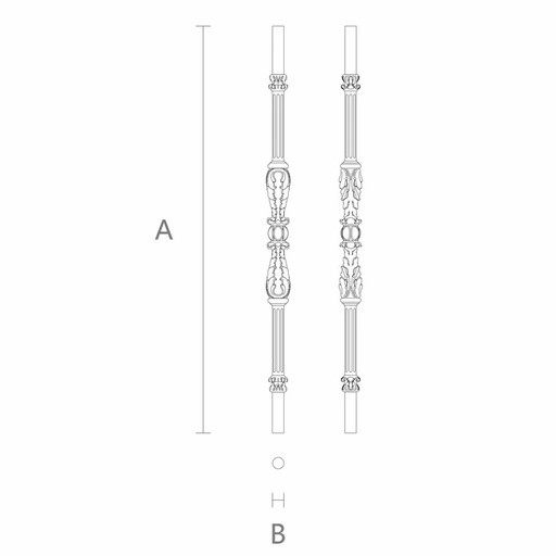 FANCY BALUSTER FOR STAIRS REEDED WITH LEAVES