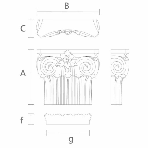 Pilaster caps with wood carved leaves and flowers Composite Order