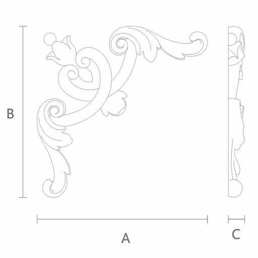 Custom solid wood decorative corner onlay