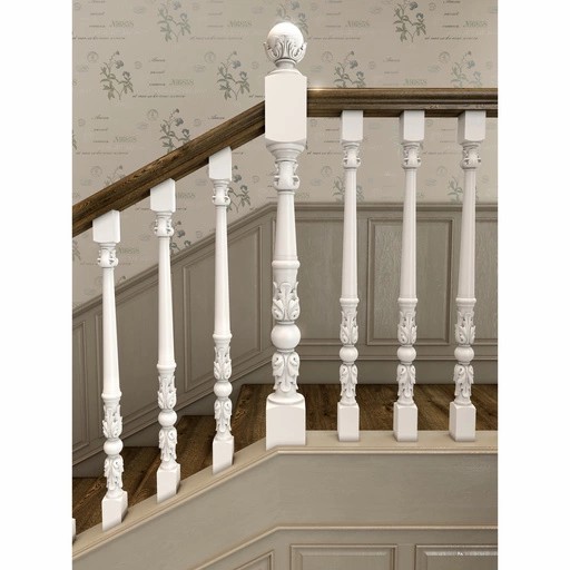 ROUND BALUSTERS ACCANTHUS LEAVES FROM SOLID WOOD
