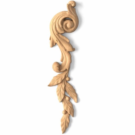 Decorative solid wood drop onlay Laurel branch, Left