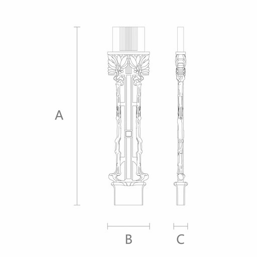ART NOUVEAU DECORATIVE OAK BALUSTER WITH LAUREL STEMS