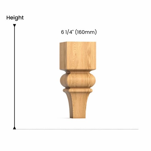 Square tapered furniture feet with round middle (1 PC)
