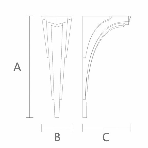 Curved corbel from oak Art Deco
