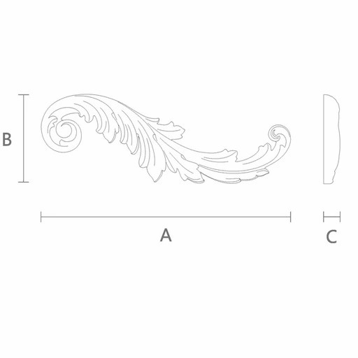 Carved oak Antique acanthus leaf onlay, Right