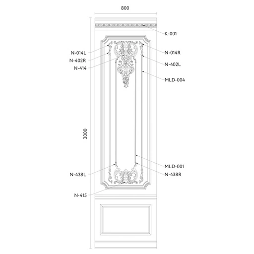 WOOD CARVED PANEL WITH ELEMENTS OF FLORAL DESIGN