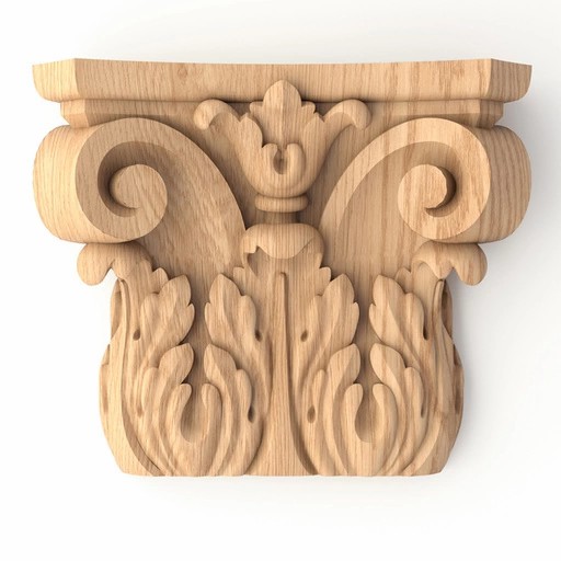 Corinthian capital for wood pilasters with acanthus leaves and volutes