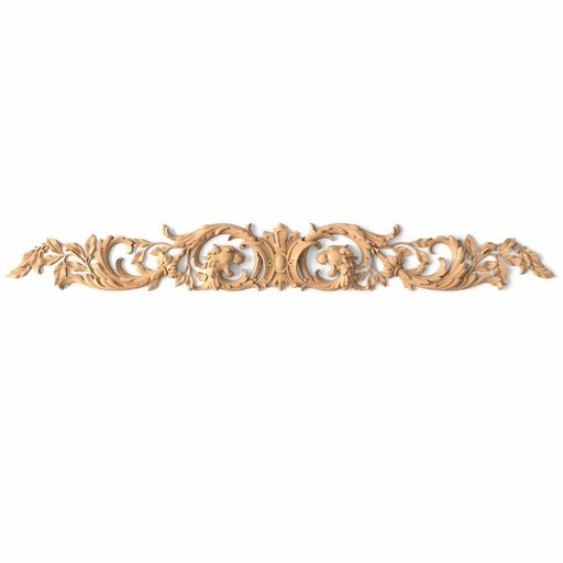 Ornamental oak Baroque floral onlay with lion heads