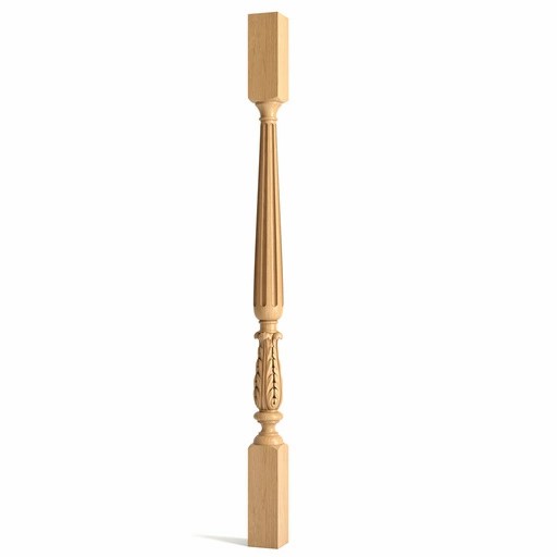 CLASSICAL FLUTED WOOD STAIR BALUSTERS WITH ACANTHUS LEAVES