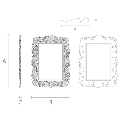 WOOD ORNATE FRAME DECORATING WITH GRAPEVINE BAROQUE STYLE