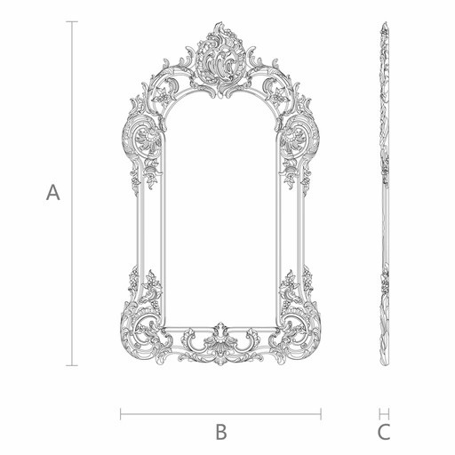 Large fancy frame mirror with acanthus leaves