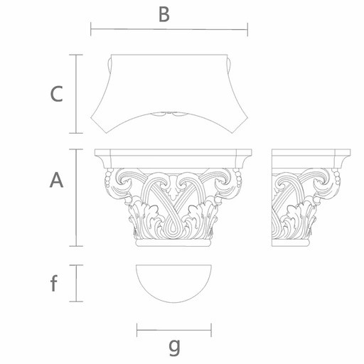 Column capital with floral elements and bead wood trim Byzantine style