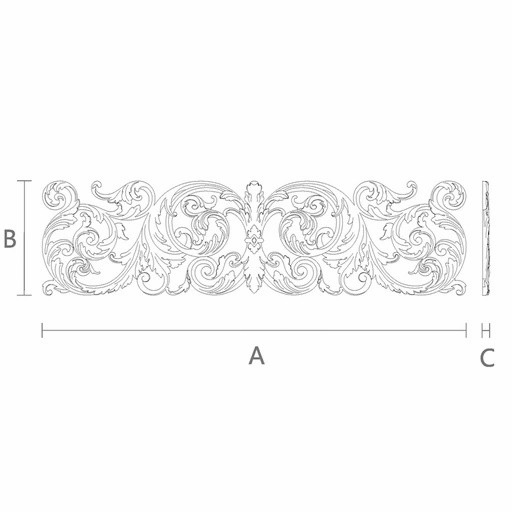 Rectangular Baroque-style carved floral onlay from oak