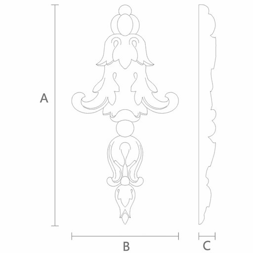 Furniture applique carved bellflower vertical