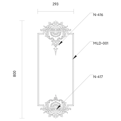 ELEGANT ACANTHUS ORNAMENT FROM SOLID WOOD