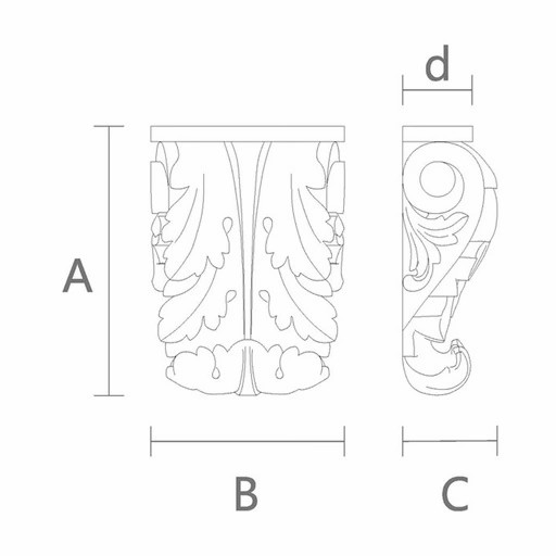 BAROQUE-STYLE WOODEN CORBEL, ORNATE CLASSICAL CORBEL