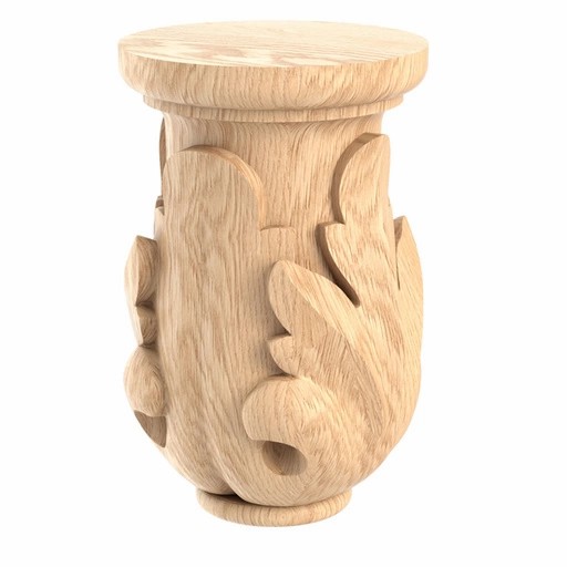 Decorative column capital accanthus design from solid wood