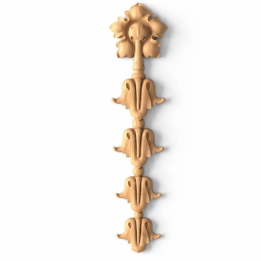 Custom solid wood decorative drop onlay with flower buds