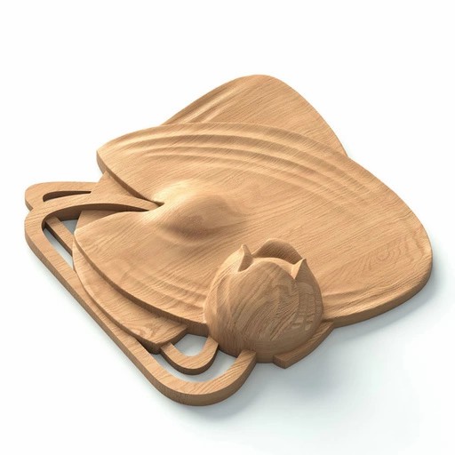 ART NOUVEAU WOODEN ROSETTE WATER LILY, RIGHT