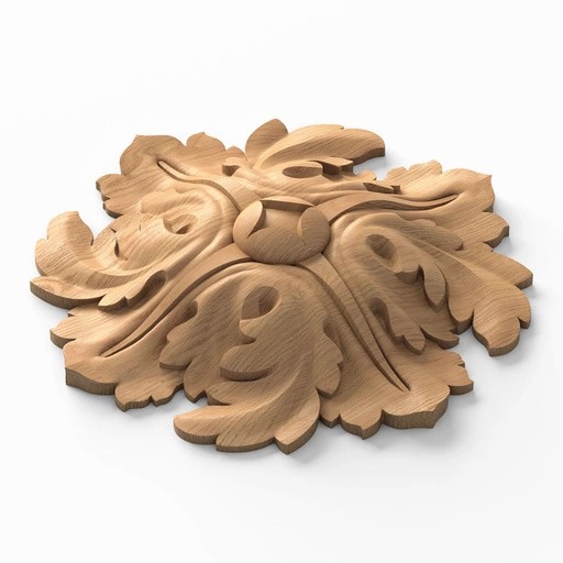 ORNATE WOODEN ROSETTE WITH ACANTHUS LEAF