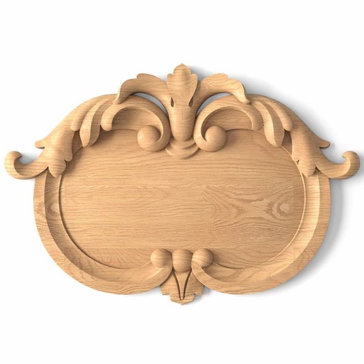 Ornamental beaded cartouche with acanthus from beech