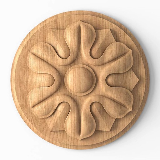 WOOD ROSETTES OVAL WITH ACANTHUS LEAF