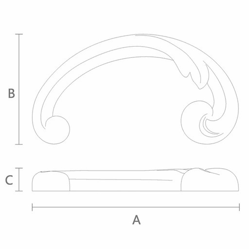 Solid wood onlay Scroll for stircase, Right