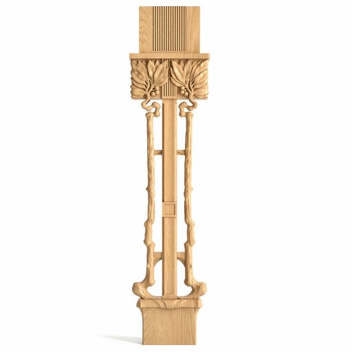 ART NOUVEAU DECORATIVE OAK BALUSTER WITH LAUREL STEMS