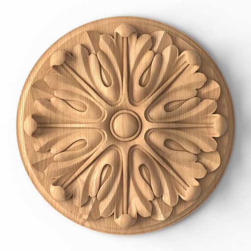 DECORATIVE WOOD MEDALLION WITH FLORAL ORNAMENT