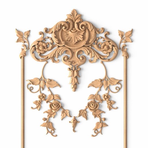 Ornate french wall panel with roses