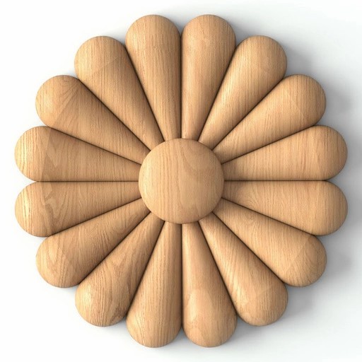 WOOD ROSETTE APPLIQUES FLORAL CLASSIC
