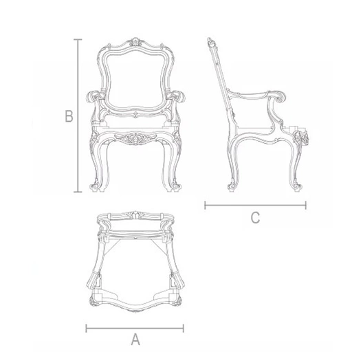 BAROQUE HARDWOOD CHAIR FRAME WITH CABRIOLE LEGS
