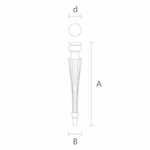Classic style hardwood reeded dining table support (1 pc.)