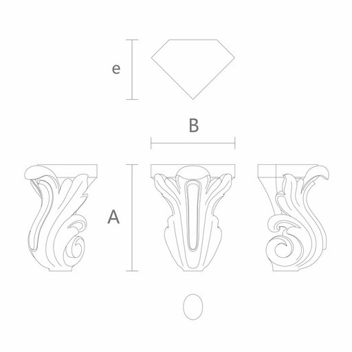 Curved furniture feet with acanthus leaf antique (1 PC)