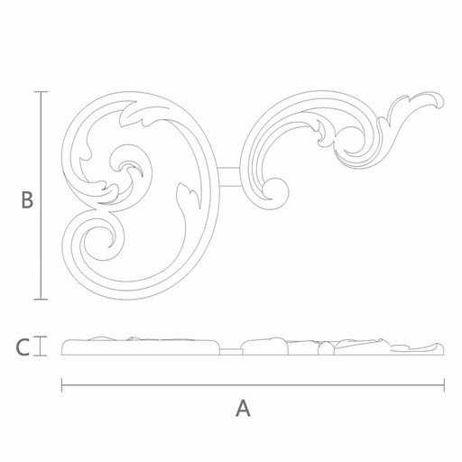 Renaissance-style wood decorative onlay for mantel, Right
