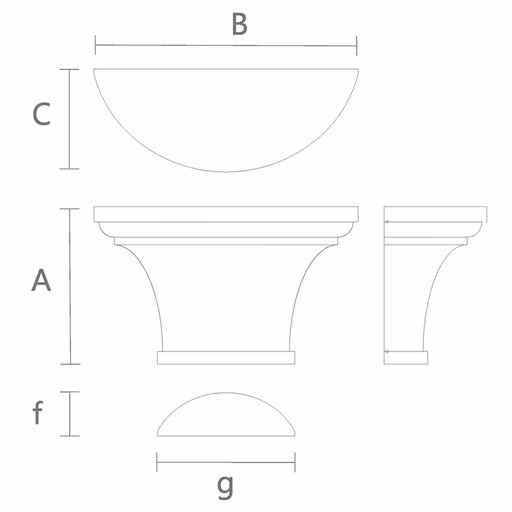 Tuscan capital for half column from oak
