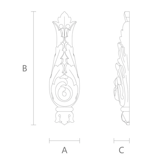 Classical flower bud onlay from solid wood