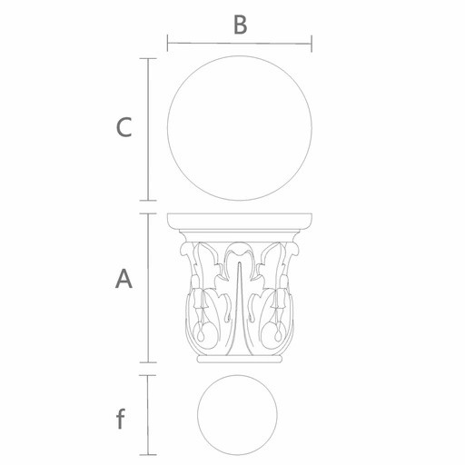 Architectural decorative round capital corbel from oak
