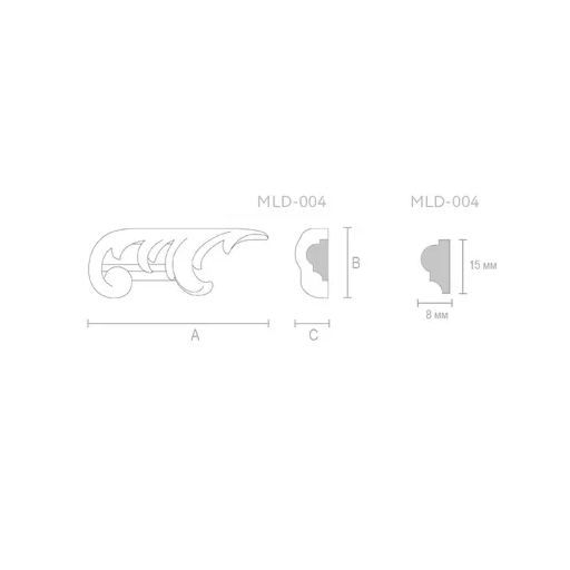 CLASSIC-STYLE HARDWOOD SCROLL APPLIQUE FOR MOULDING, LEFT