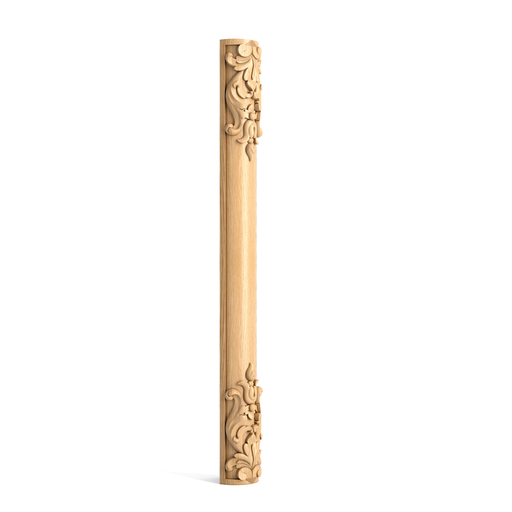 CARVED OAK CORNER COLUMN WITH ACANTHUS LEAVES
