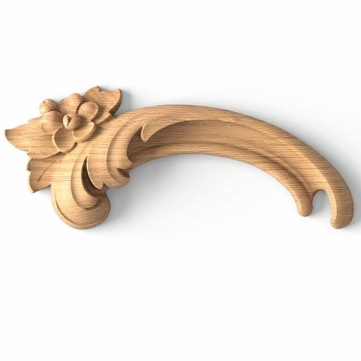 Classical wood decorative onlay with a small flower, Left