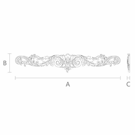 Large ornamental scroll onlay for mantels from high quality wood