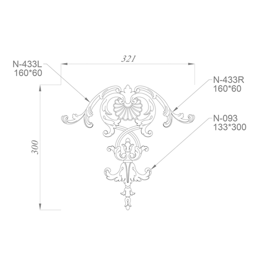 Openwork solid wood overlays set with a shell and a lush bud